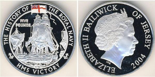 5 Pound Jersey Plata Isabel II (1926-2022)