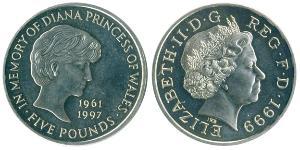 5 Pound Regno Unito (1922-) Rame/Nichel Elisabetta II (1926-2022)