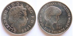 5 Pound Regno Unito (1922-) Rame/Nichel Elisabetta II (1926-2022)