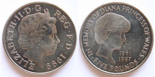 5 Pound Regno Unito (1922-) Rame/Nichel Elisabetta II (1926-2022)