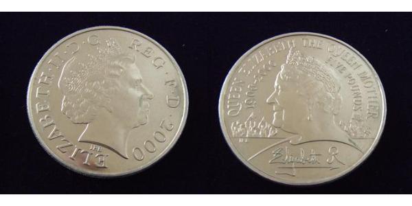 5 Pound Regno Unito (1922-) Rame/Nichel Elisabetta II (1926-2022)