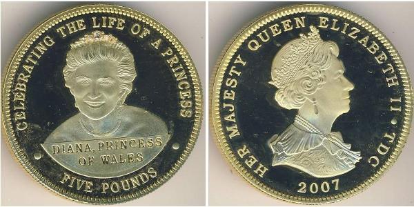 5 Pound Tristan da Cunha Silver Elizabeth II (1926-2022)