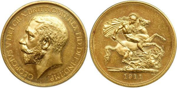5 Pound 大不列颠及爱尔兰联合王国 (1801 - 1922) 金 乔治五世  (1865-1936)