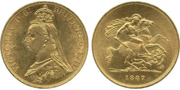 5 Pound 大英帝国 / 大不列颠及爱尔兰联合王国 (1801 - 1922) 金 维多利亚 (英国君主)