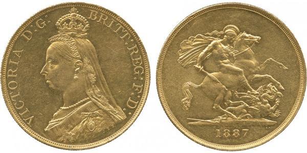 5 Pound 大英帝国 / 大不列颠及爱尔兰联合王国 (1801 - 1922) 金 维多利亚 (英国君主)