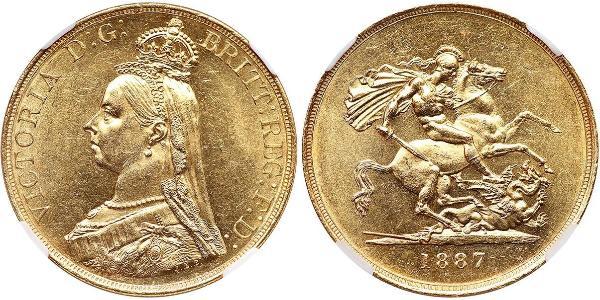 5 Pound 大英帝国 / 大不列颠及爱尔兰联合王国 (1801 - 1922) 金 维多利亚 (英国君主)
