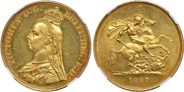 5 Pound 大英帝国 / 大不列颠及爱尔兰联合王国 (1801 - 1922) 金 维多利亚 (英国君主)