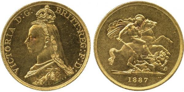 5 Pound 大英帝国 / 大不列颠及爱尔兰联合王国 (1801 - 1922) 金 维多利亚 (英国君主)