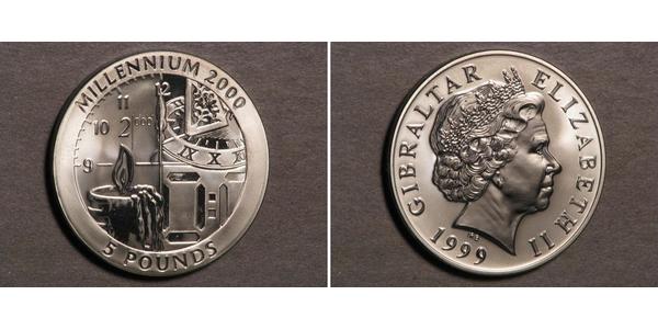 5 Pound Gibraltar 銀 伊丽莎白二世 (1926-2022)