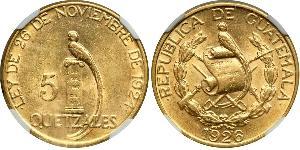 5 Quetzal República de Guatemala (1838 - ) Gold 