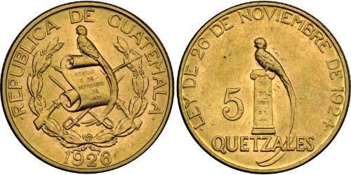 5 Quetzal Guatemala (1838 - ) Or 