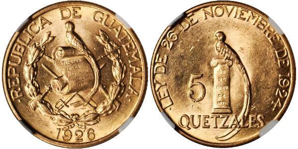 5 Quetzal Guatemala (1838 - ) Or 