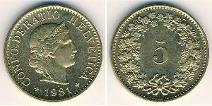 5 Rappen / 5 Centime Svizzera Rame/Argento/Nichel 