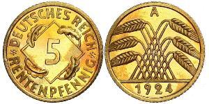 5 Reichpfennig Weimar Republic (1918-1933) Brass 