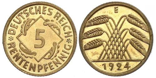 5 Reichpfennig República de Weimar (1918-1933) Latón 