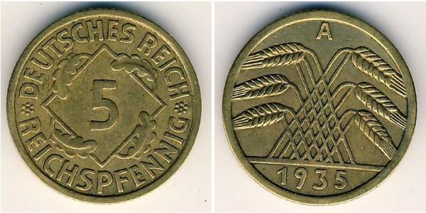 5 Reichpfennig República de Weimar (1918-1933) Latón 
