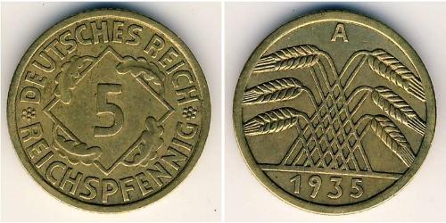 5 Reichpfennig Weimarer Republik (1918-1933) Messing 