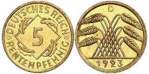 5 Reichpfennig Repubblica di Weimar (1918-1933) Ottone 