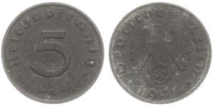 5 Reichpfennig Alemania nazi (1933-1945) Zinc 