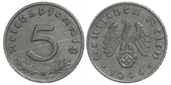 5 Reichpfennig Nazi Germany (1933-1945) Zinc 
