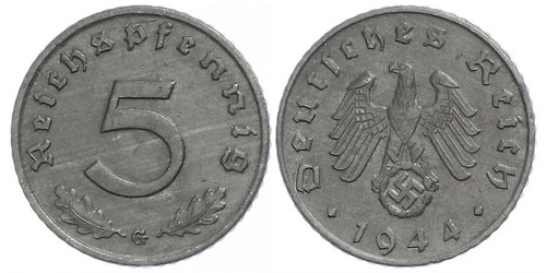 5 Reichpfennig Troisième Reich (1933-1945) Zinc 