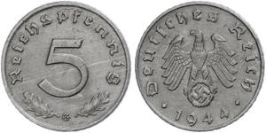 5 Reichpfennig 納粹德國 (1933 - 1945) Zinc 