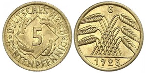 5 Reichpfennig 魏瑪共和國 (1919 - 1933) 黃銅 