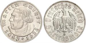 5 Reichsmark Troisième Reich (1933-1945) Argent Martin Luther