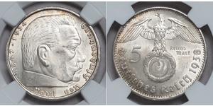 5 Reichsmark Troisième Reich (1933-1945) Argent Paul von Hindenburg