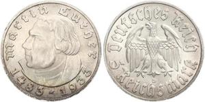 5 Reichsmark Troisième Reich (1933-1945) Argent Martin Luther