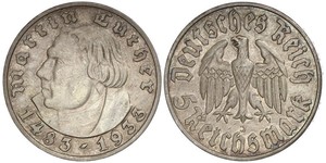 5 Reichsmark Troisième Reich (1933-1945) Argent Martin Luther