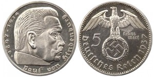 5 Reichsmark Troisième Reich (1933-1945) Argent Paul von Hindenburg