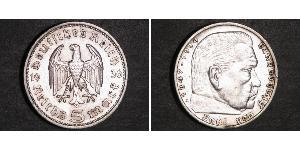 5 Reichsmark Troisième Reich (1933-1945) Argent Paul von Hindenburg