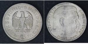 5 Reichsmark Troisième Reich (1933-1945) Argent Paul von Hindenburg