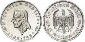 5 Reichsmark Troisième Reich (1933-1945) Argent Friedrich von Schiller