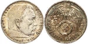 5 Reichsmark Troisième Reich (1933-1945) Argent Paul von Hindenburg