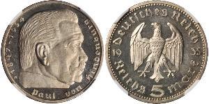 5 Reichsmark Troisième Reich (1933-1945) Argent Paul von Hindenburg