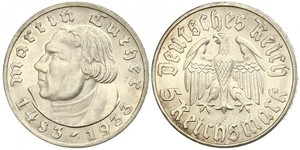 5 Reichsmark Troisième Reich (1933-1945) Argent Martin Luther