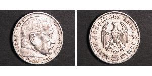 5 Reichsmark Troisième Reich (1933-1945) Argent Paul von Hindenburg