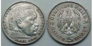 5 Reichsmark Troisième Reich (1933-1945) Argent Paul von Hindenburg