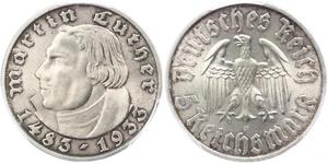 5 Reichsmark Troisième Reich (1933-1945) Argent Martin Luther