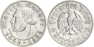 5 Reichsmark Troisième Reich (1933-1945) Argent Martin Luther