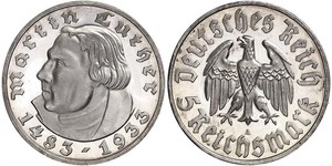 5 Reichsmark Troisième Reich (1933-1945) Argent Martin Luther