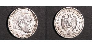 5 Reichsmark Troisième Reich (1933-1945) Argent Paul von Hindenburg