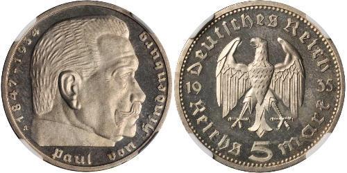 5 Reichsmark Troisième Reich (1933-1945) Argent Paul von Hindenburg