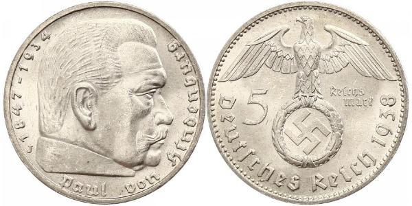 5 Reichsmark Troisième Reich (1933-1945) Argent Paul von Hindenburg