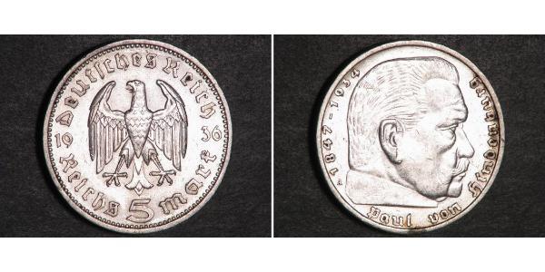 5 Reichsmark Troisième Reich (1933-1945) Argent Paul von Hindenburg