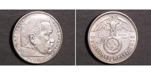 5 Reichsmark Troisième Reich (1933-1945) Argent Paul von Hindenburg