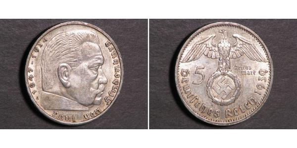 5 Reichsmark Troisième Reich (1933-1945) Argent Paul von Hindenburg
