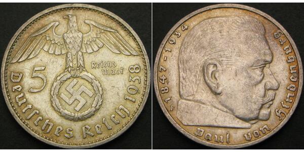 5 Reichsmark Troisième Reich (1933-1945) Argent Paul von Hindenburg